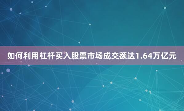 如何利用杠杆买入股票市场成交额达1.64万亿元